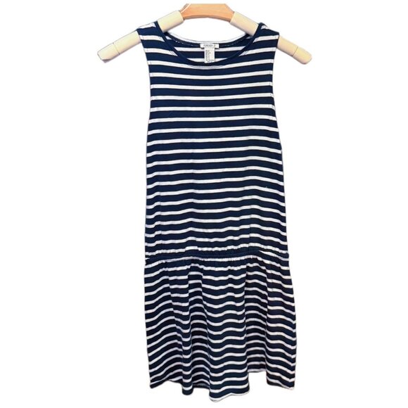 FOREVER 21 Mini Dress Drop-Down Striped Short Sleeve Nautical Blue White Small - Picture 1 of 7